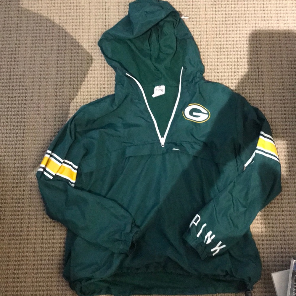 PINK Green Bay Packers Half-Zip Windbreaker